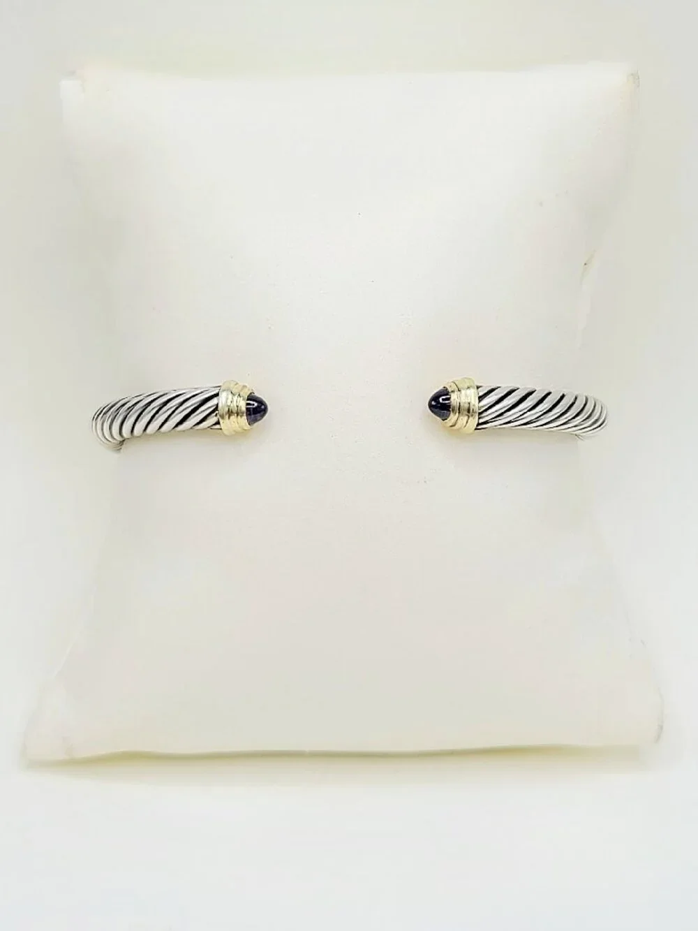 David Yurman Cable Cuff Bracelet w/ Iolite & 14K Yellow Gold - 5mm - Size Medium
